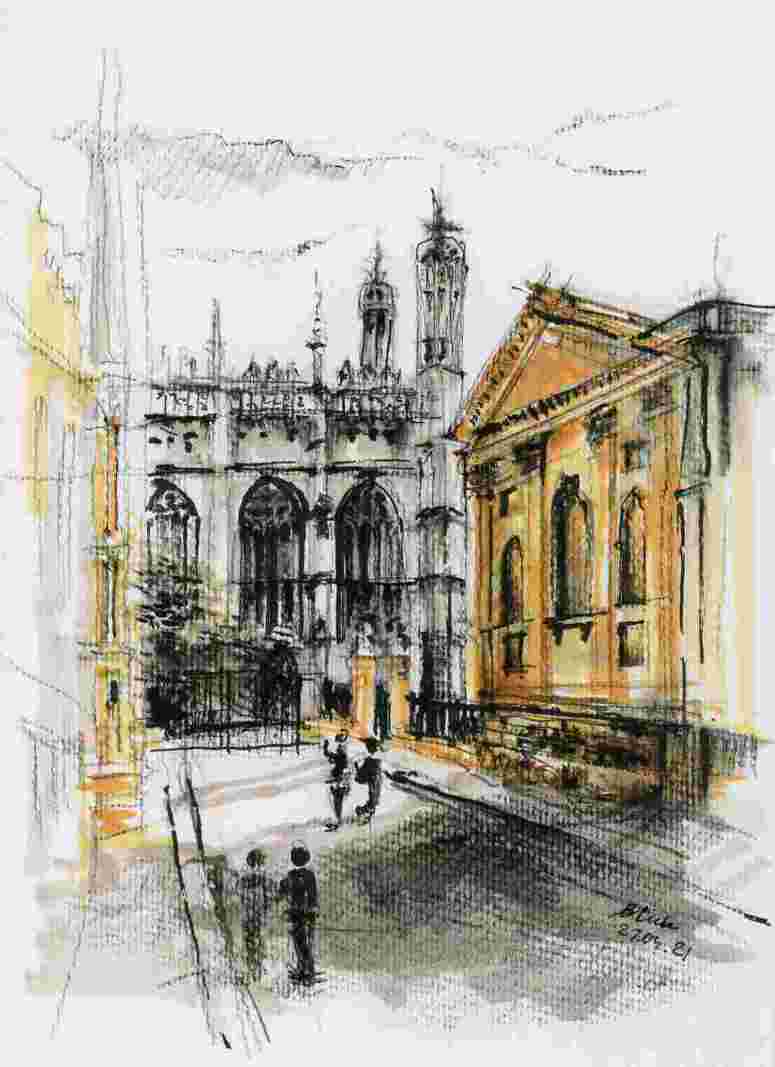 ORIGINAL ARTWORK - Kings and Clare Colleges, Cambridge