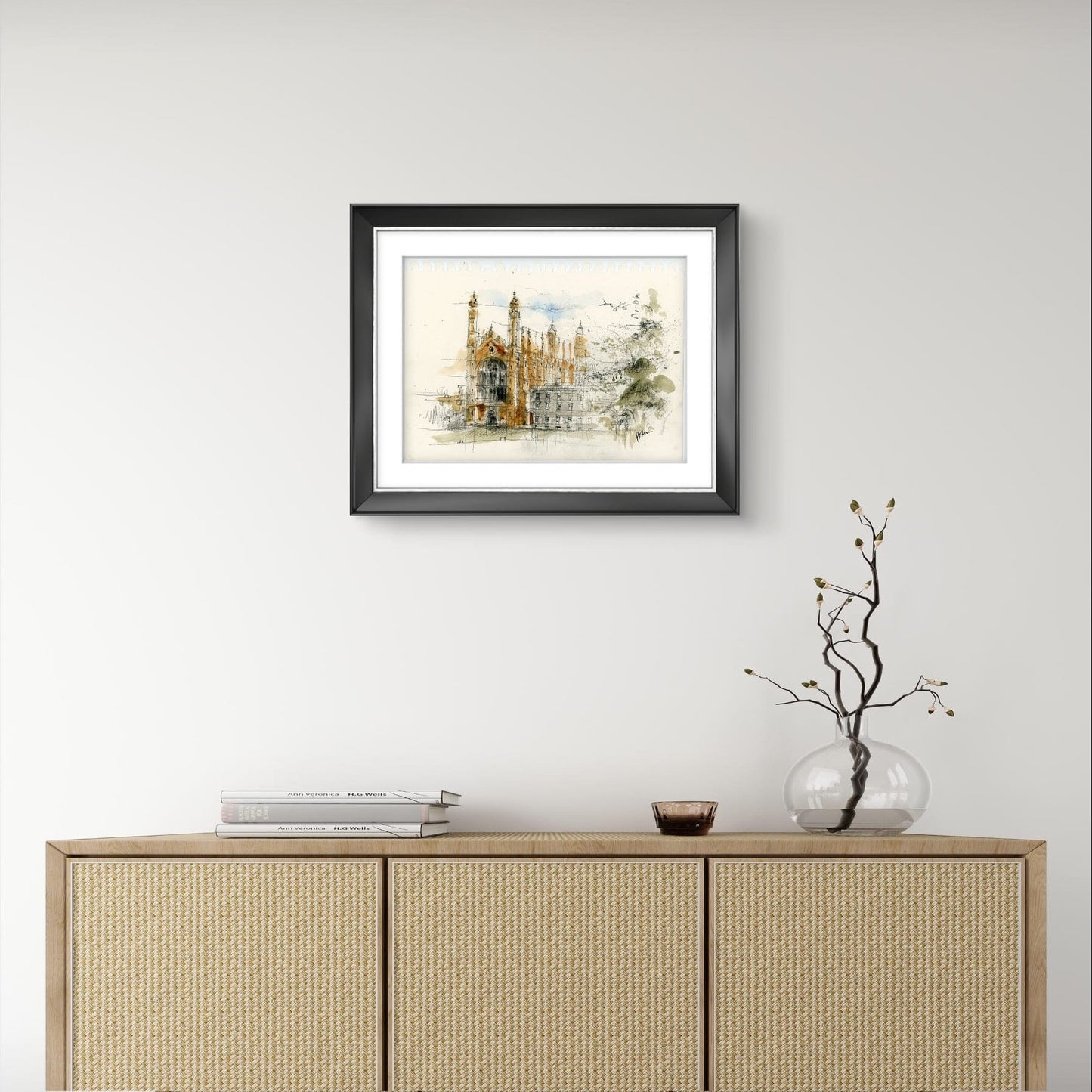 ORIGINAL ARTWORK - King's College, University of Cambridge, UK (Chapel, view from the Backs)