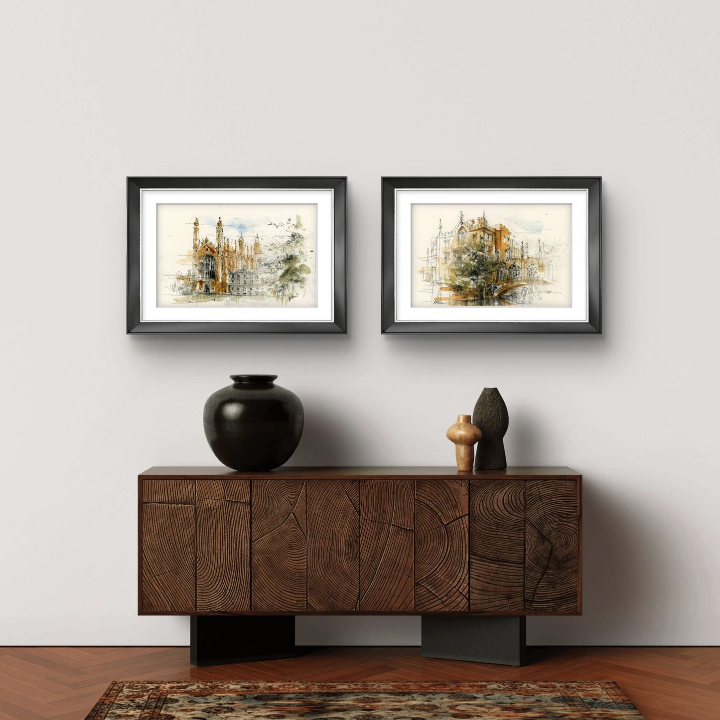 ORIGINAL ARTWORK - King's College, University of Cambridge, UK (Chapel, view from the Backs)