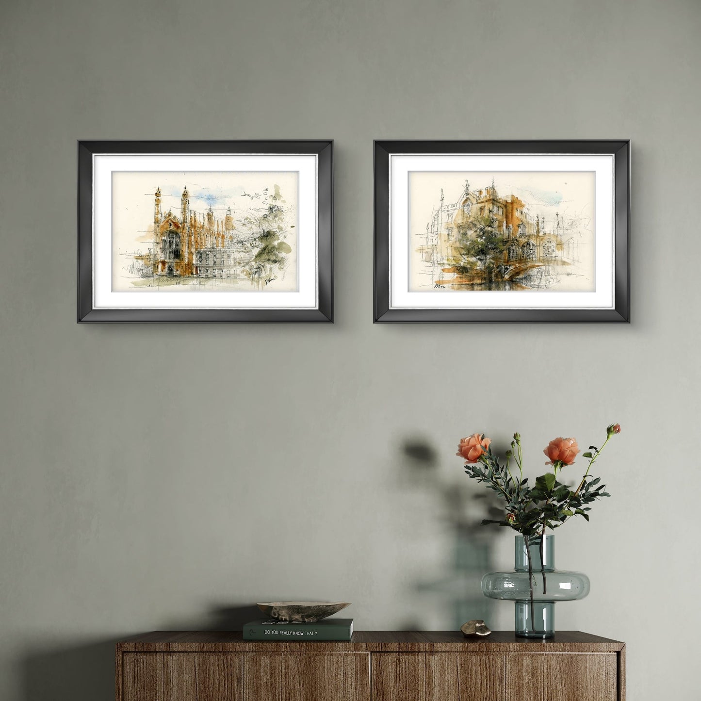 ORIGINAL ARTWORK - King's College, University of Cambridge, UK (Chapel, view from the Backs)