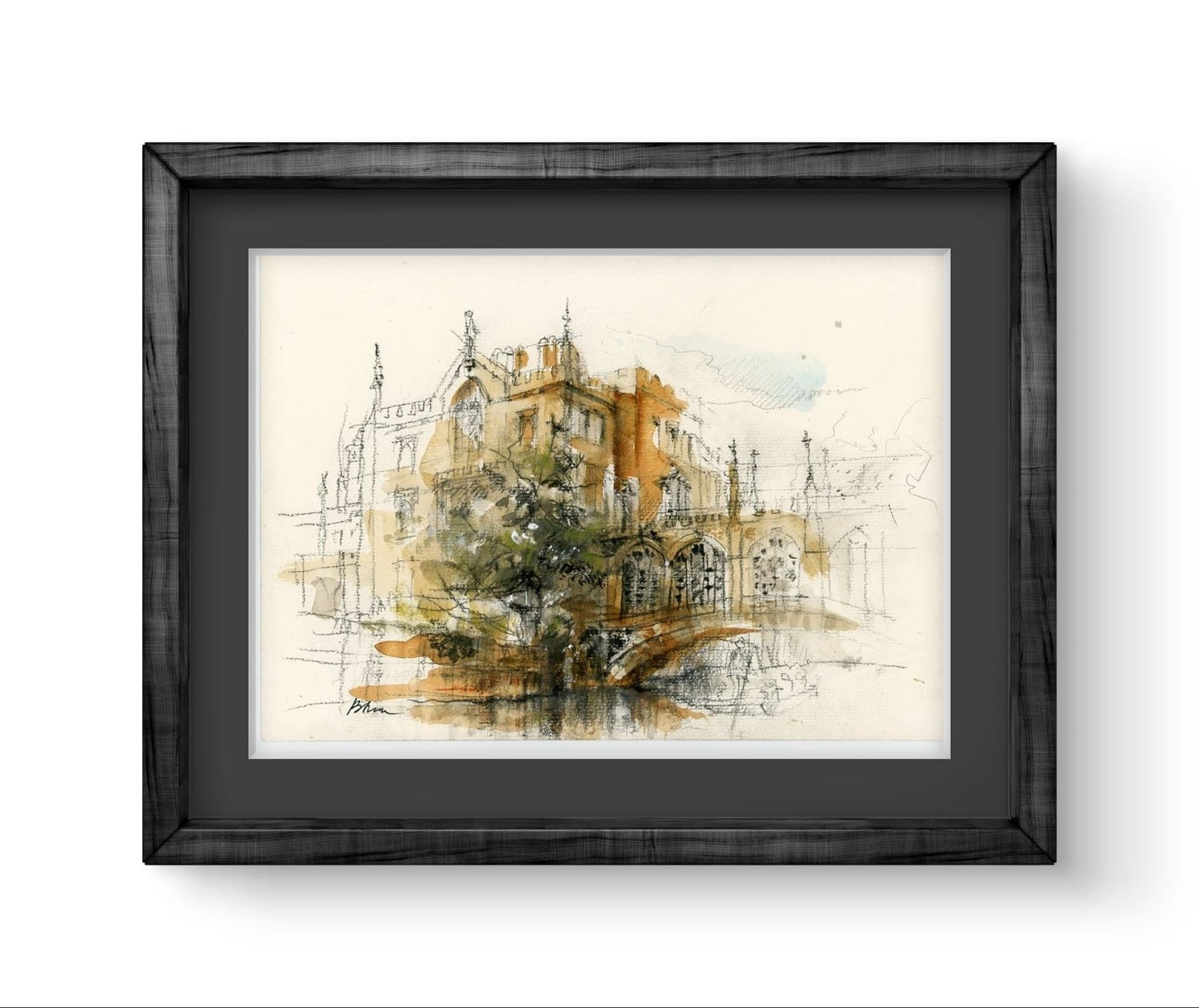 ORIGINAL ARTWORK - St John's College, University of Cambridge, UK (Bridge of Sights)