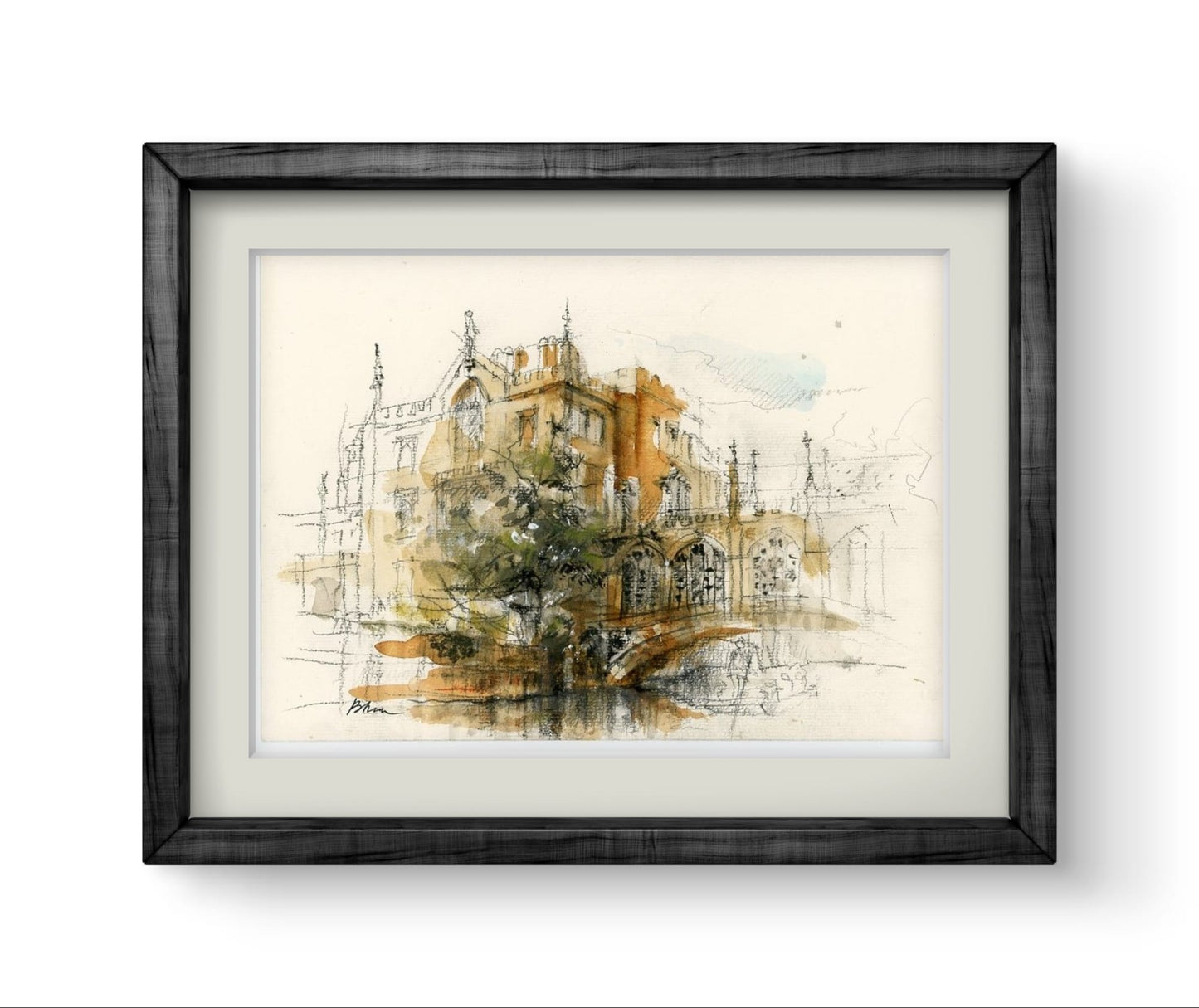 ORIGINAL ARTWORK - St John's College, University of Cambridge, UK (Bridge of Sights)