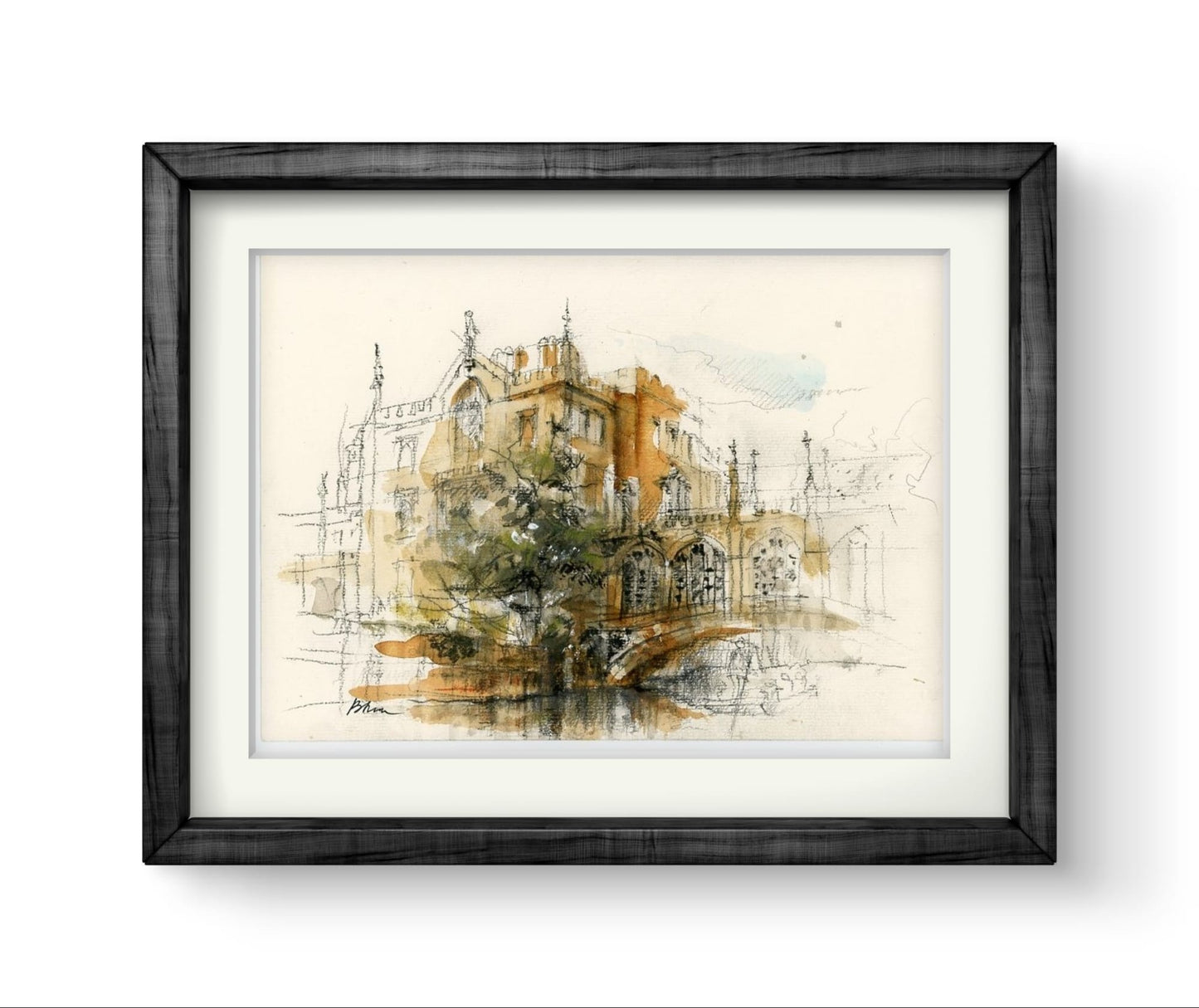 ORIGINAL ARTWORK - St John's College, University of Cambridge, UK (Bridge of Sights)