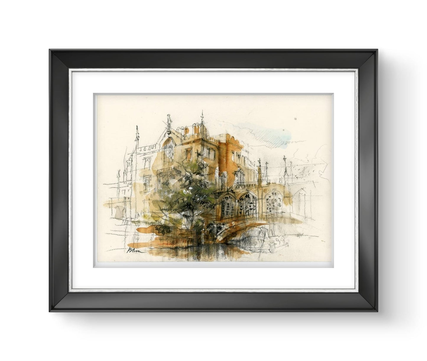 ORIGINAL ARTWORK - St John's College, University of Cambridge, UK (Bridge of Sights)