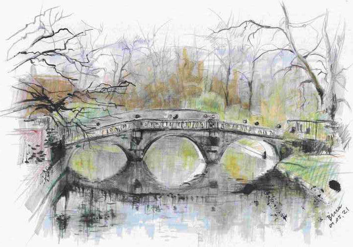 PRINT (limited edition, signed by artist) - Clare College Bridge, Cambridge