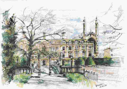 PRINT (limited edition, signed by artist) - Clare College, Cambridge (bridge view)