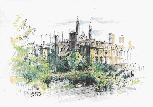 PRINT (limited edition, signed by artist) - Clare College, Cambridge (river view)