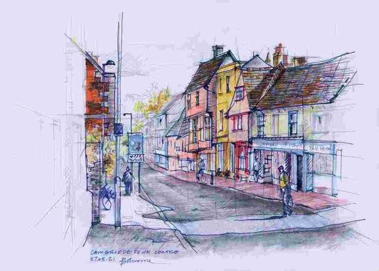 PRINT (limited edition, signed by artist) - Magdalene Street, Town centre, Cambridge